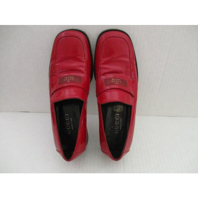 Gucci Purple Red Patent Leather Vintage Loafer Flats Size Eu