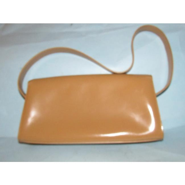 Furla Vintage Pursesdesigner Purses Camel Colored Glossy Leather Shoulder Bag