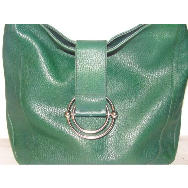 Furla Pursesdesigner Purses Deep Green Leather With Bold Chrome Accents Shoulder Bag