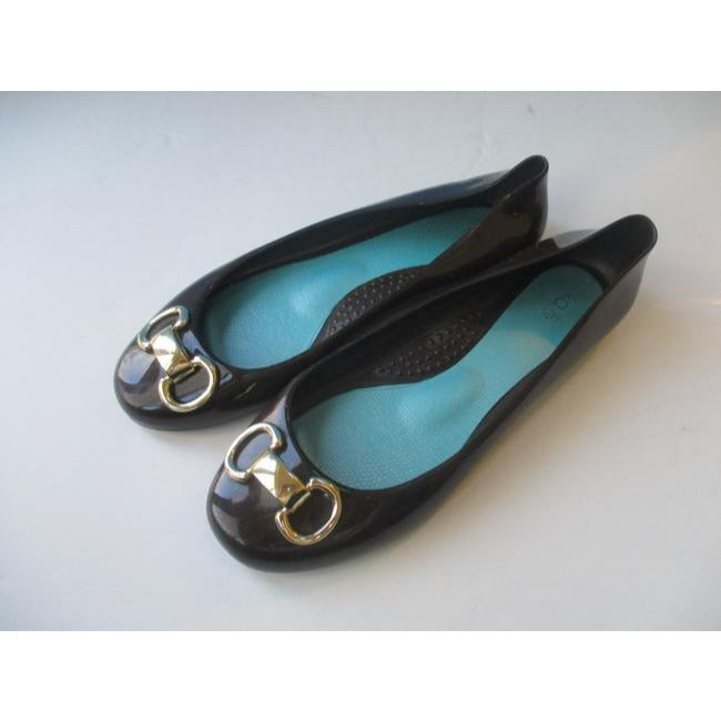 Oka B Brown Jelly Ballet With Teal Turquoise Insoles Flats Size Eu