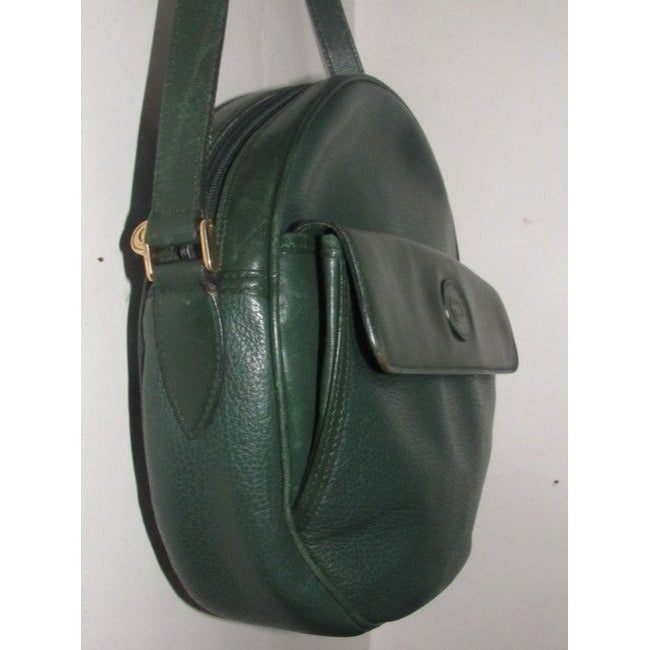 Gucci Round Canteen Style Textured Green Leather Satchel