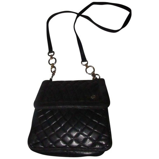 Bally Vintage Pursesdesigner Purses Black Quilted Leather With Gold Chain And Black Leather Strap Sh