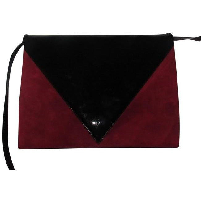 Bally Vintage Pursesdesigner Purses Red Suede And Black Patent Leather Shoulder Bag