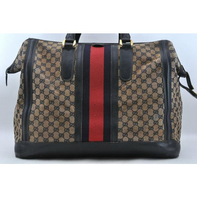 Gucci Tote W Guccissima Sherry Line Xxl Overnight Satcheltote W Wide Stripe Navy G Logo Printred Gg