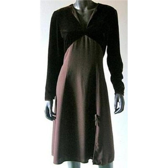 Emanuel Ungaro Brown Velvet And Wool Crepe Vintage Mid Length Cocktail Dress