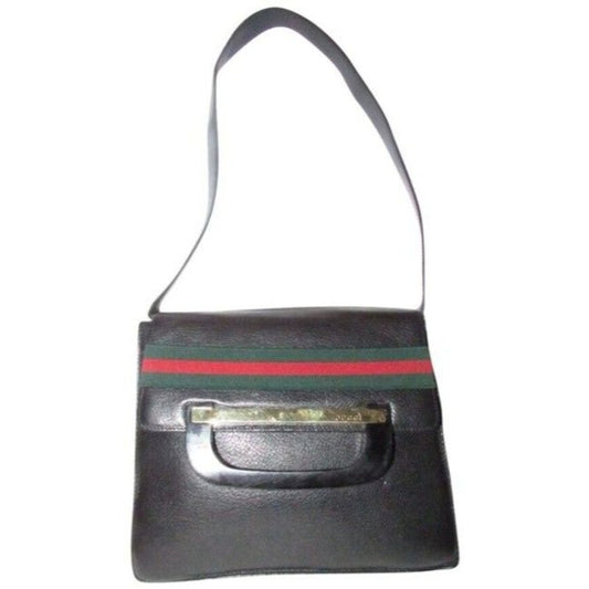 Gucci Ophidia Top Handle W Two Way Stripe Accent Black With Red And Green Leather Shoulder Bag