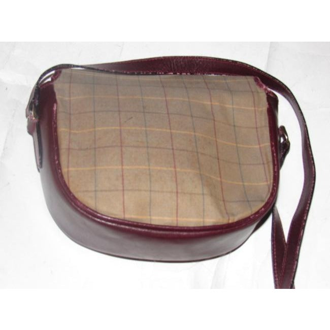 Burberry Vintage Pursesdesigner Purses Ox Bloodbrown Leather And Early Multi Color Plaid Fabric Shou
