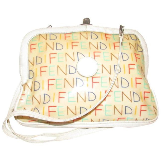 Fendi Clutch Limited Edition Two Way Or Multi Colored Fendi Logo Leather And Coated Canvas Satchel