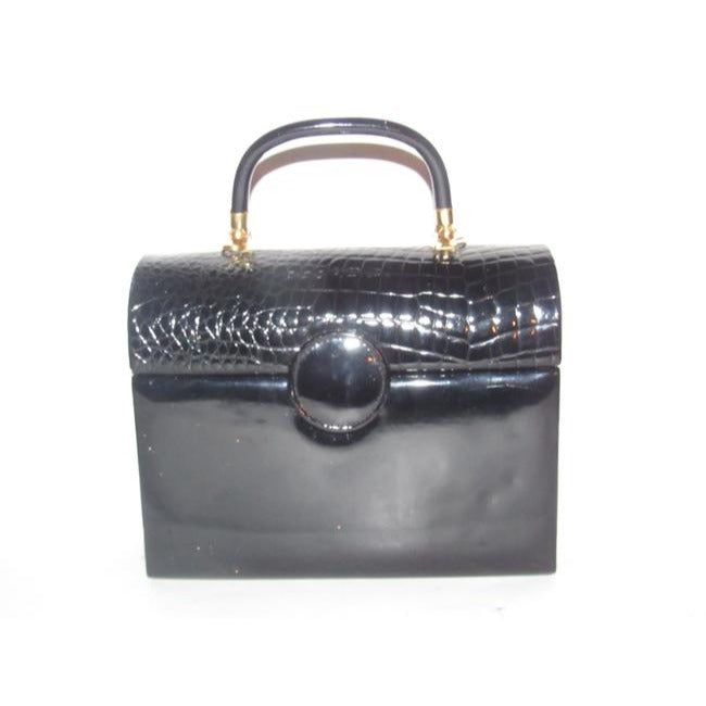 La Regale Vintage Pursesdesigner Purses Black Lucite And Black Patent Leather Satchel