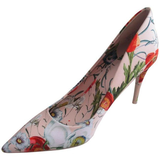 Aldo Pink And Blue Vintage Inspired Multi Colored Floral Design In Yellows Pumps Size Us