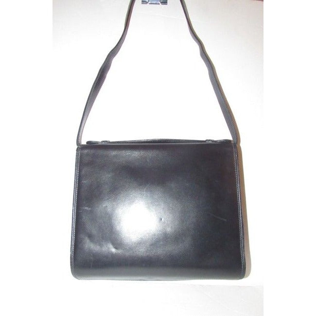 RARE, vintage, Gucci, black leather, original '1973 two-way top handle' shoulder purse with a removable strap