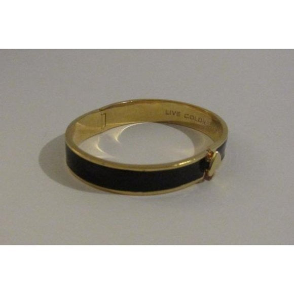 Kate Spade Black Enamel Gold Clamper Style Bangle