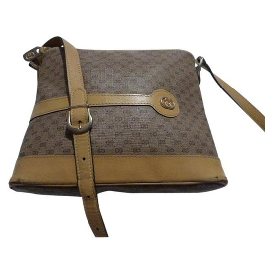 Gucci Vintage Purses Shades Of Brown Leather Coated Canvas Crossbody Bag