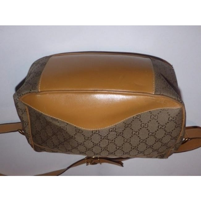 Gucci Vintage Purses Brown Leather And Gg Leather Cross Body Bag