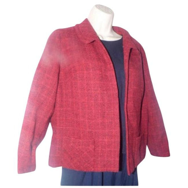 Burberry Burgundy Wool Tweed Vintage Blazer