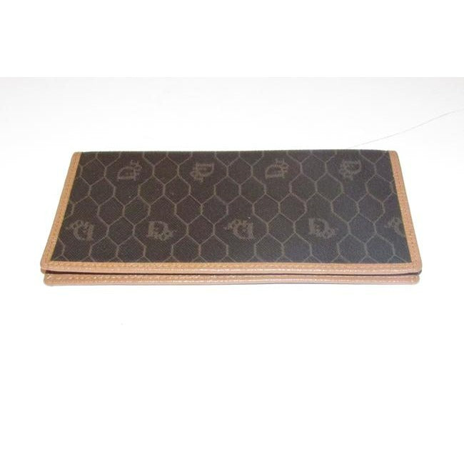 Dior Grey Camel Honeycomb Print Wallet