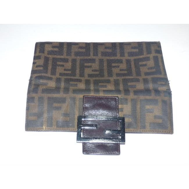 Fendi Tobacco Zucca Print Continental Style With Chrome Ff Snap Wallet