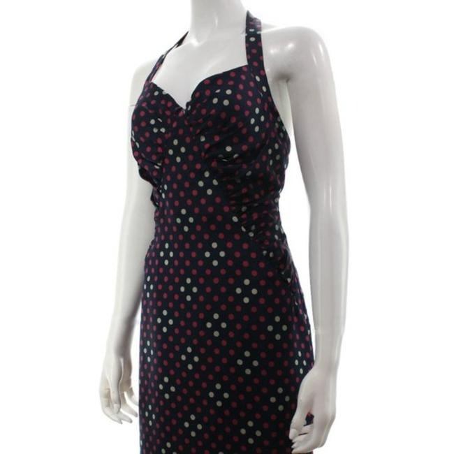 Betsey Johnson Navy White Magenta Polka Dots Mid Length Night Out Dress