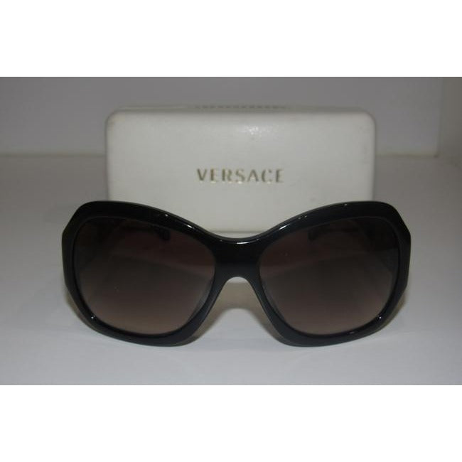 Versace Marbleized Heavy Plastic In Brown With Rhinestone Accents Sunglassesdesigner Sunglasses