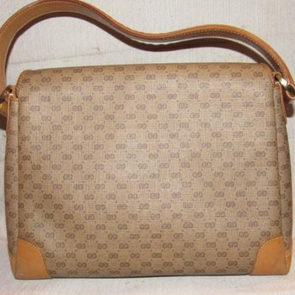 Vintage Rare! Gucci Brown  Small G Coated Canvas