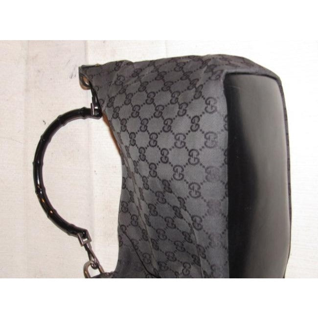 Gucci Vintage Pursesdesigner Purses Black Large G Logo Print Canvas And Black Leather Accents Hobo B