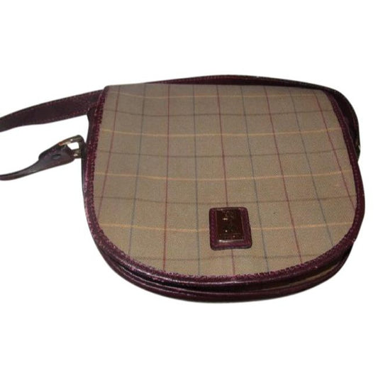 Burberry Vintage Pursesdesigner Purses Ox Bloodbrown Leather And Early Multi Color Plaid Fabric Shou