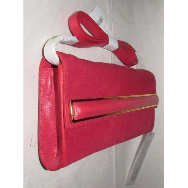 Halston Two Way Red Suede And Red Leather Cross Body Bag