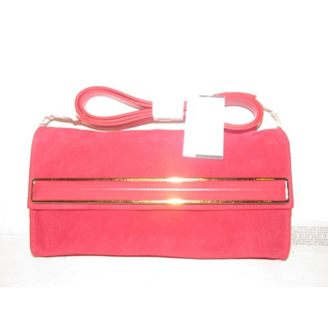 Halston Two Way Red Suede And Red Leather Cross Body Bag