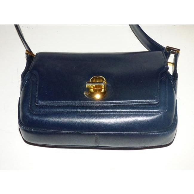 Gucci Vintage Navy Leather Shoulder Bag