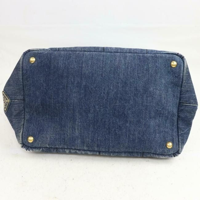 Prada Canapa Dark Rinse Blue Denim Shoulder Bag