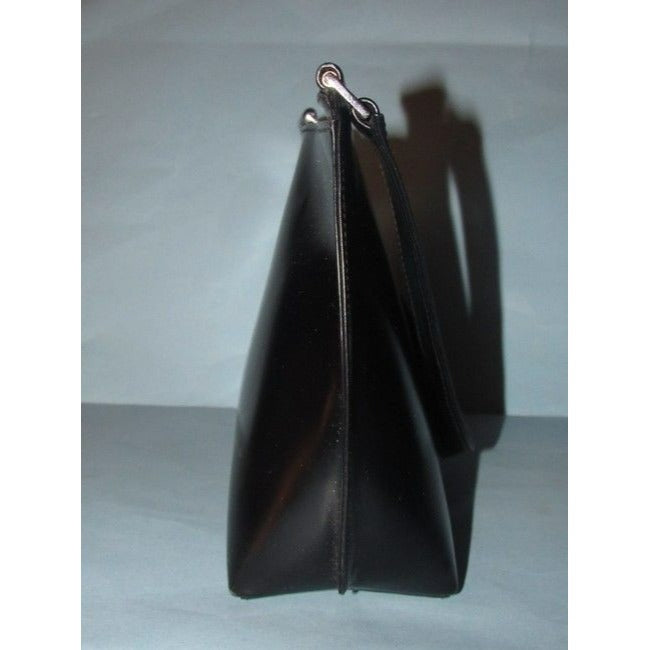 Gucci Vintage Glossy Black Leather Shoulder Bag