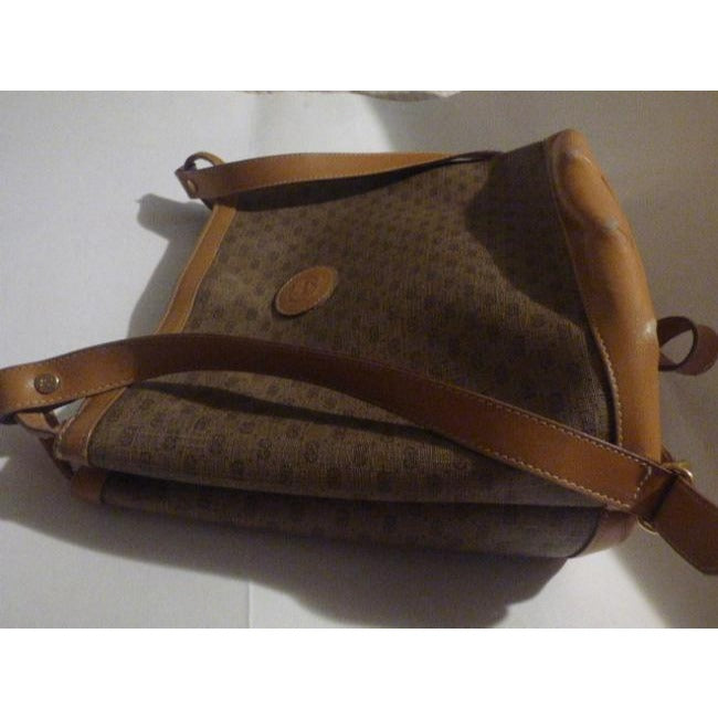 Gucci Vintage Brown Small G Logo Coated Canvas And Leather Satchel