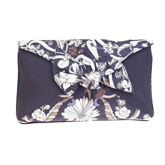 Gucci Garden Souvenir Positano Floral Print Style Purse Blue Silk Clutch