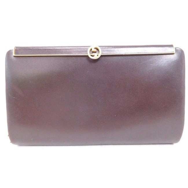 Gucci Vintage Chocolate Brown Leather Clutch