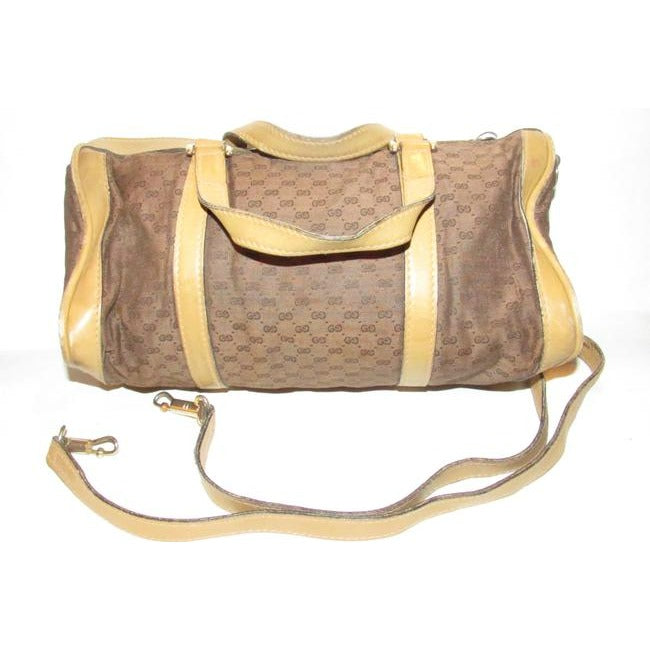 Gucci Boston Bag Guccissima Two Way Brown Micro G Print Canvas And Leather Satchel