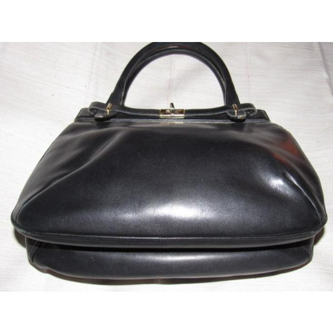 Gucci Vintage Buttery Soft Black Leather Satchel