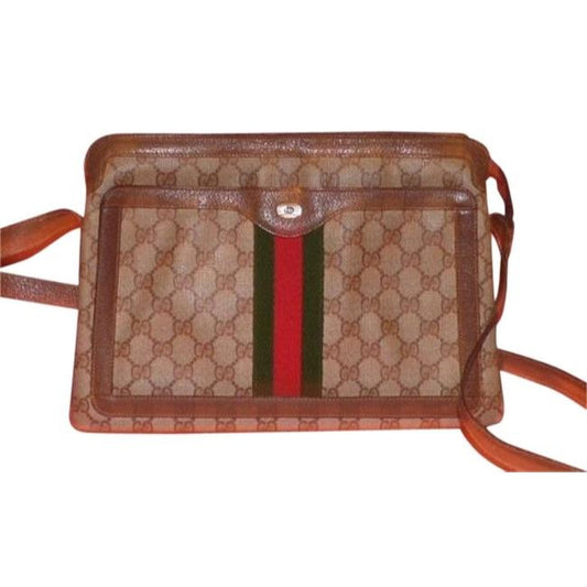 Gucci Ophidia Messenger W Guccissima Print Redgreen Stripe Brown Leather And Gg Leather Shoulder Bag