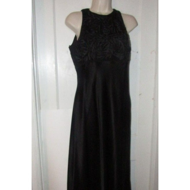 Carmen Marc Valvo Black Brocade Long Formal Dress