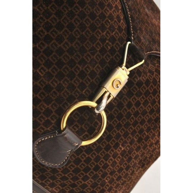 Gucci Padlock Envelope Top Brown Square G Logo Print Gg Suede And Leather Shoulder Bag