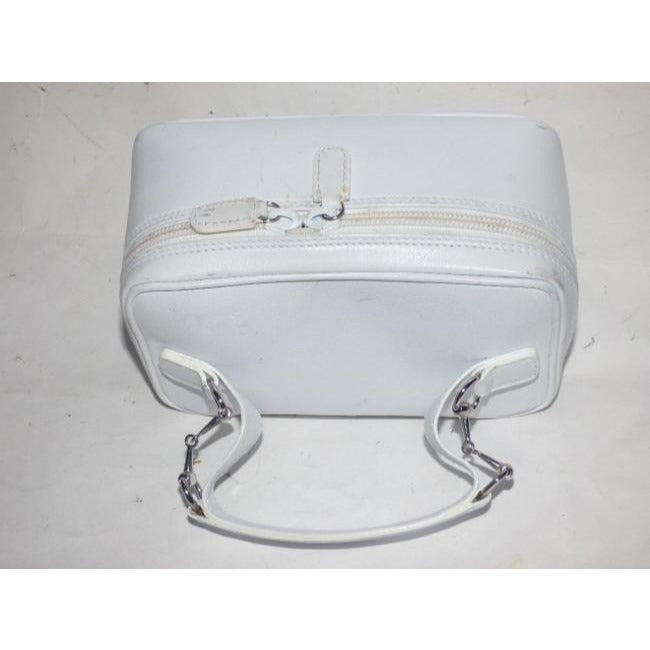 Gucci Vintage White Leather Zip Top Satchel