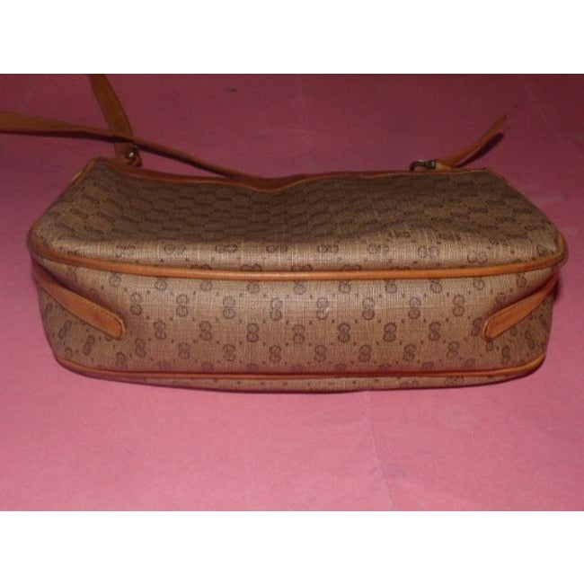 Gucci Vintage Browns Coated Canvas And Leather Shoulder Bag