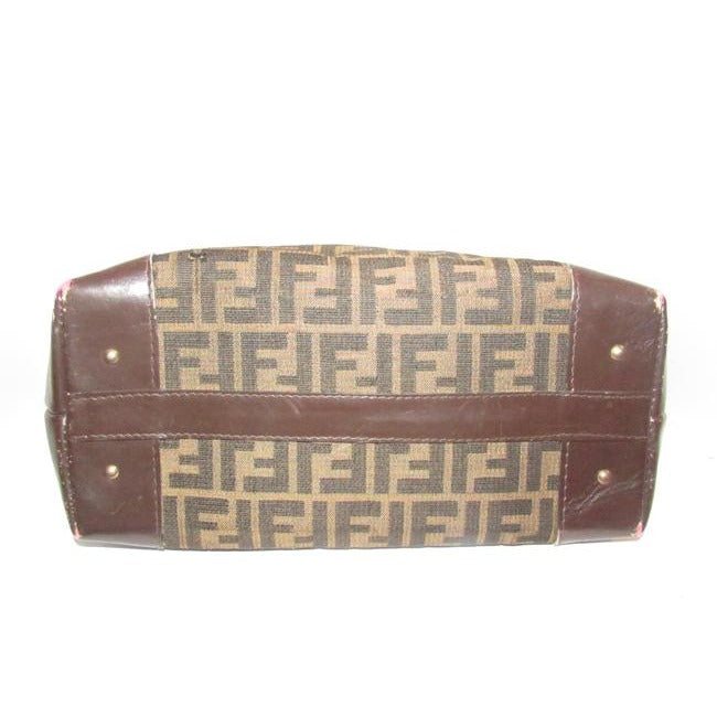 Fendi Top Handle Tobacco Zucca Print Canvas And Leather Satchel