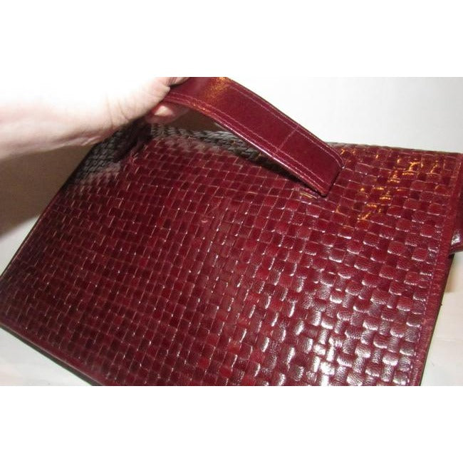 Fendi Vintage Purses Brown Woven Leather With A Leather Strap Handle In The Back Clutch