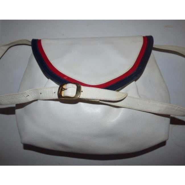 Salvatore Ferragamo Shoulder Bag Clutch Color Block Envelope Top Cross Body Or White Leather W Red A