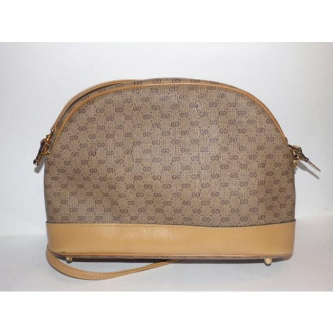 Gucci Vintage Shades Of Brown Leather Coated Canvas Cross Body Bag