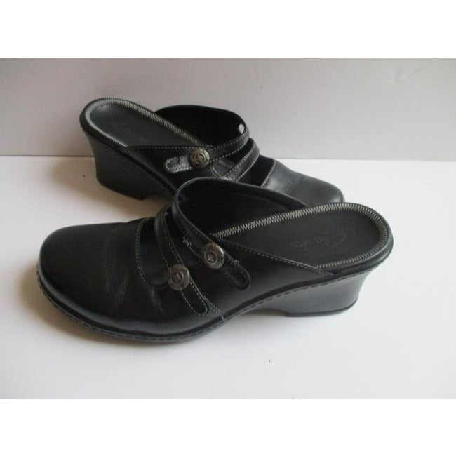 Clarks Black Elasticized Straps Mulesslides Size Us