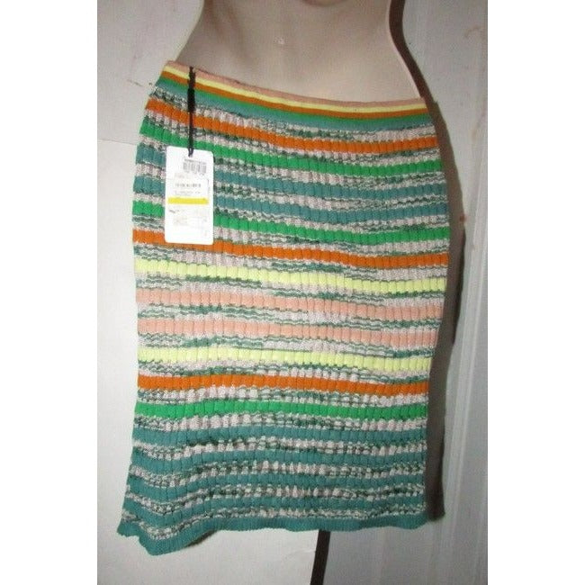 Missoni Green Blue Pink And Orange Multi Colored Striped Chevron Design Skirts