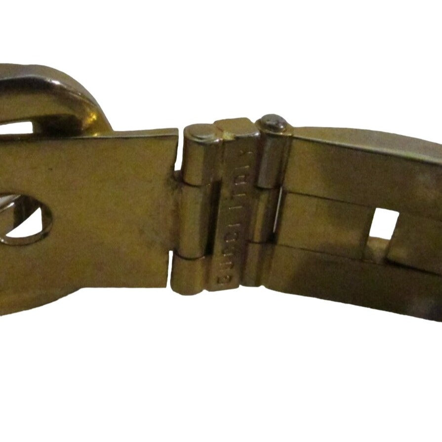 Vintage, Gucci Sylvie style gold link skinny belt with metal 'belt buckle' clasp