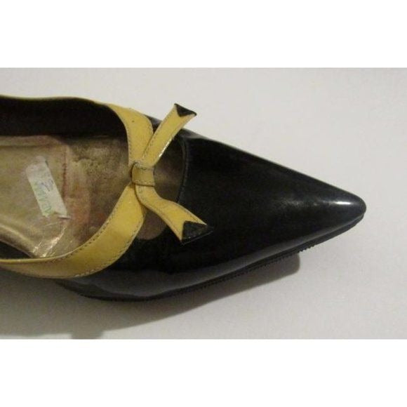 Giorgio Armani Black Yellow Bows Accent Flats