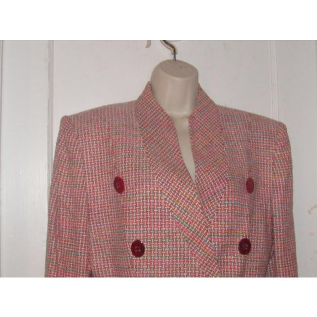 Dior Pink Turquoise Red And White Tweed Vintage Blazer